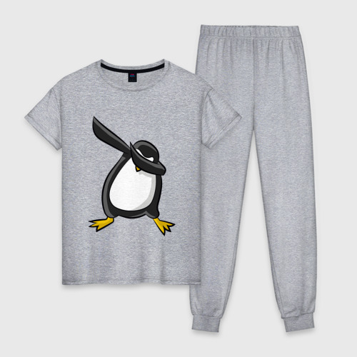 Женская пижама хлопок с принтом Dab Пингвин, вид спереди #2