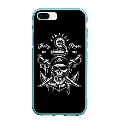 Чехол для iPhone 7Plus/8 Plus матовый с принтом Pirates Jolly Roger, вид спереди #2