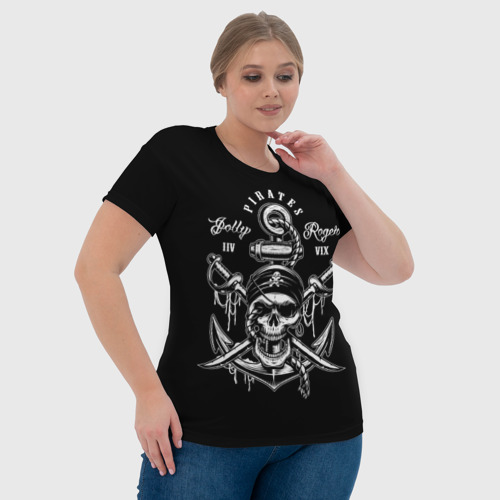 Женская футболка 3D с принтом Pirates Jolly Roger, фото #4