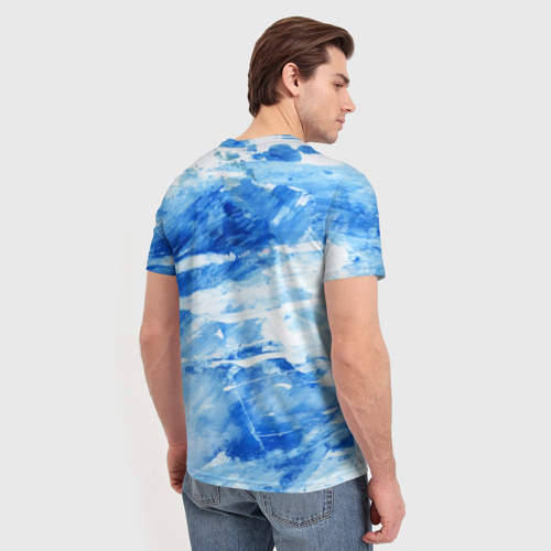 Мужская футболка 3D с принтом Вода акварель, вид сзади #2
