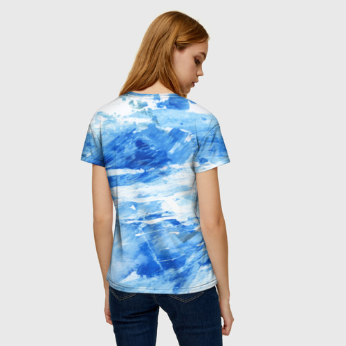 Женская футболка 3D с принтом Акварельное море, вид сзади #2