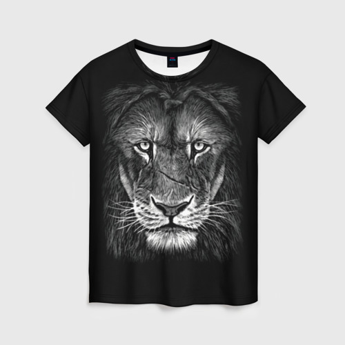 Женская футболка 3D с принтом Lion Art, вид спереди #2