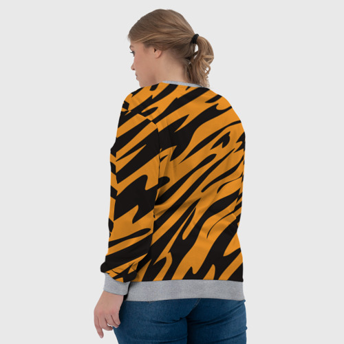 Женский свитшот 3D с принтом Тигр, вид сзади #2