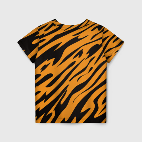 Детская футболка 3D с принтом Тигр, вид сзади #1