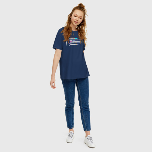 Женская футболка хлопок Oversize с принтом Подсветка синтаксиса кода, вид сбоку #3