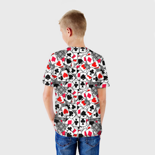 Детская 3D футболка с принтом Игральные карты, вид сзади #2