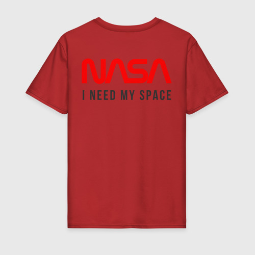 Мужская футболка хлопок с принтом Nasa i need my space, вид сзади #1