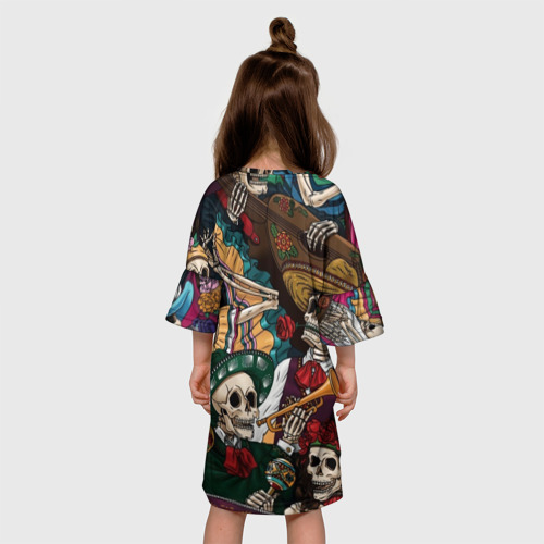 Детское платье 3D с принтом Мексиканская Вечеринка, вид сзади #2