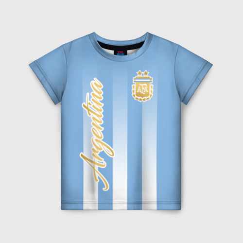 Детская футболка 3D с принтом Сборная Аргентины, вид спереди #2