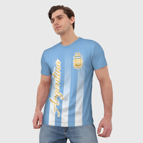 Мужская 3D футболка с принтом Сборная Аргентины, фото на моделе #1