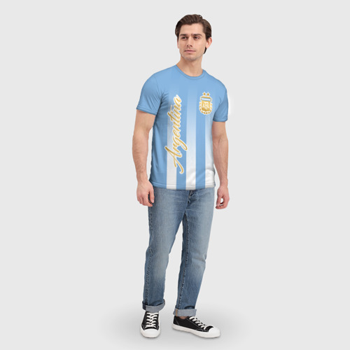 Мужская 3D футболка с принтом Сборная Аргентины, вид сбоку #3