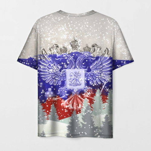 Мужская футболка 3D с принтом Сборная России Зимний костюм, вид сзади #1