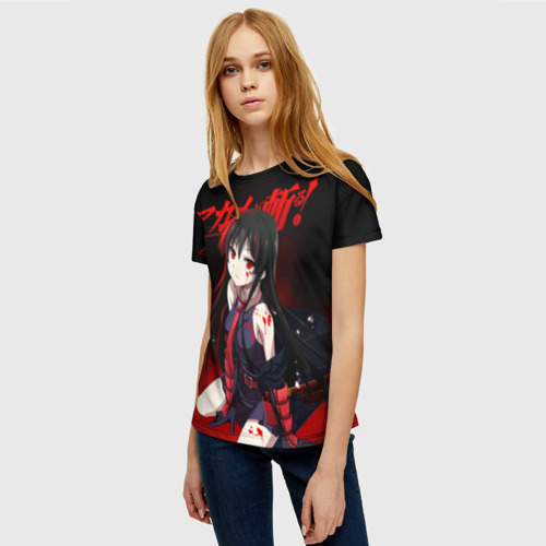 Женская футболка 3D с принтом Акаме в красной дымке, фото на моделе #1