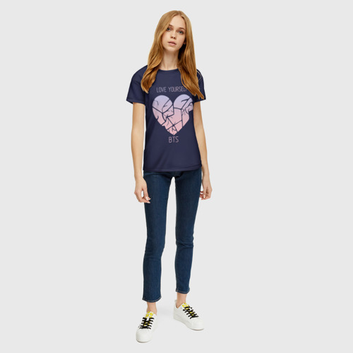 Женская футболка 3D с принтом Love Yourself BTS (JIMIN), вид сбоку #3