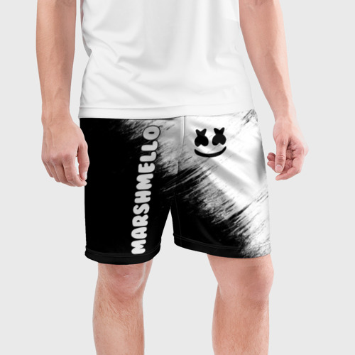 Мужские шорты спортивные с принтом Marshmello 3, фото на моделе #1