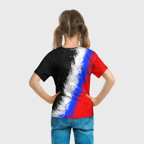 Детская 3D футболка с принтом Россия Краски, вид сзади #2