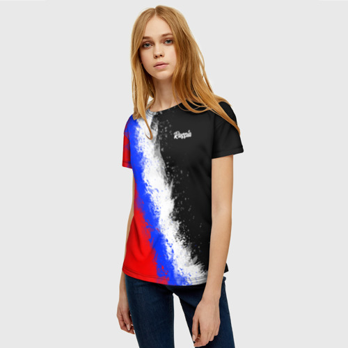 Женская футболка 3D с принтом Россия Краски, фото на моделе #1