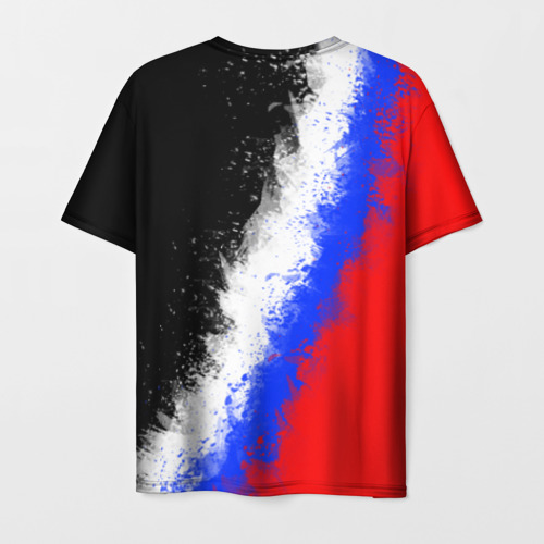 Мужская футболка 3D с принтом Россия Краски, вид сзади #1