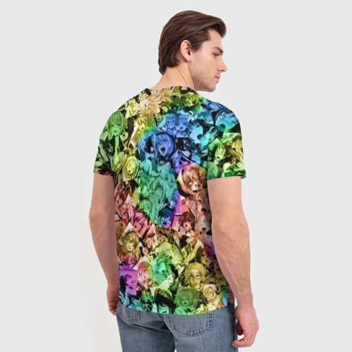 Мужская 3D футболка с принтом Радуга ахегао, вид сзади #2