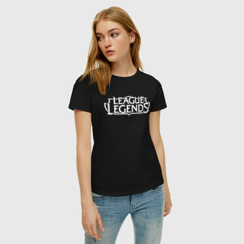 Женская футболка хлопок с принтом League of Legends, фото на моделе #1
