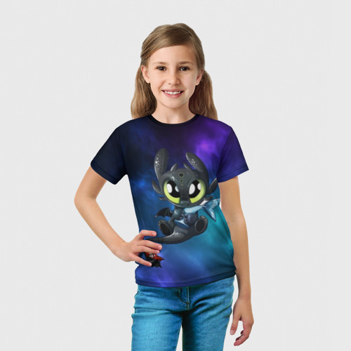 Детская футболка 3D с принтом Как приручить дракона, вид сбоку #3