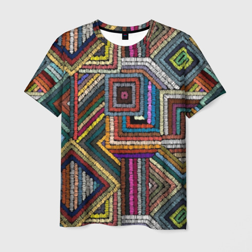 Мужская футболка 3D с принтом Этнический ковровый орнамент, вид спереди #2