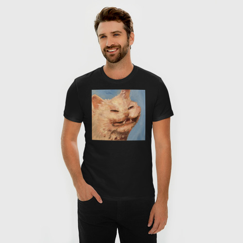 Мужская футболка премиум с принтом МЕМ КОТ, фото на моделе #1