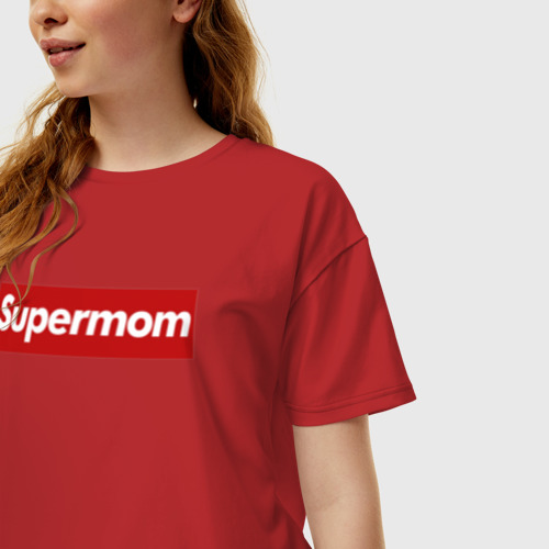 Женская футболка хлопок Oversize с принтом Супер мама, фото на моделе #1