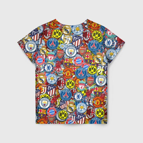 Детская футболка 3D с принтом Логотипы футбольных команд, вид сзади #1