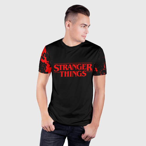 Мужская футболка 3D Slim с принтом STRANGER THINGS, фото на моделе #1