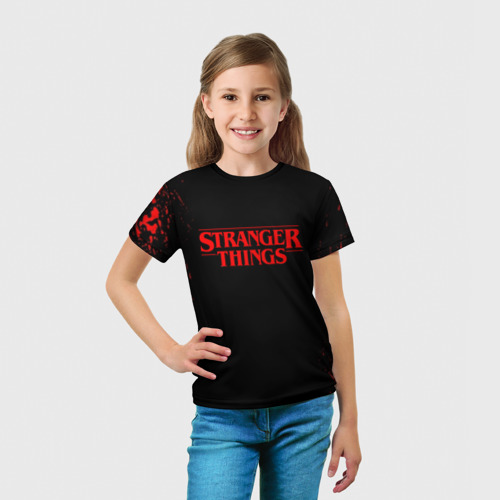 Детская футболка 3D с принтом STRANGER THINGS, вид сбоку #3