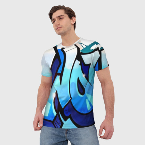 Мужская футболка 3D с принтом Wow graffiti, фото на моделе #1