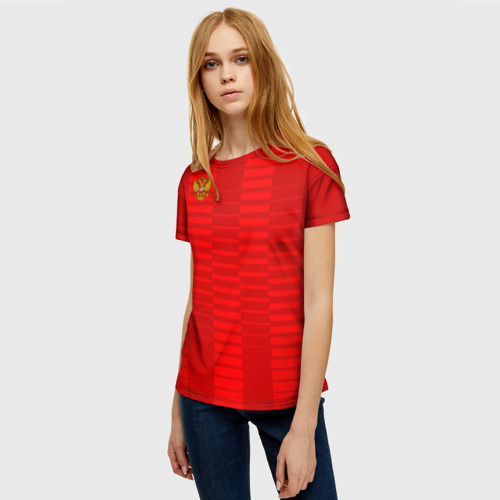 Женская футболка 3D с принтом Форма Спартака, фото на моделе #1