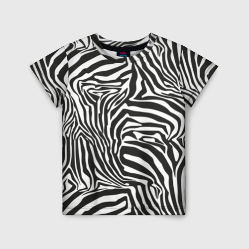 Детская футболка 3D с принтом Полосы зебры, вид спереди #2