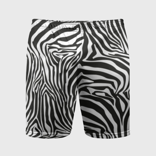 Мужские шорты спортивные с принтом Полосы зебры, вид спереди #2