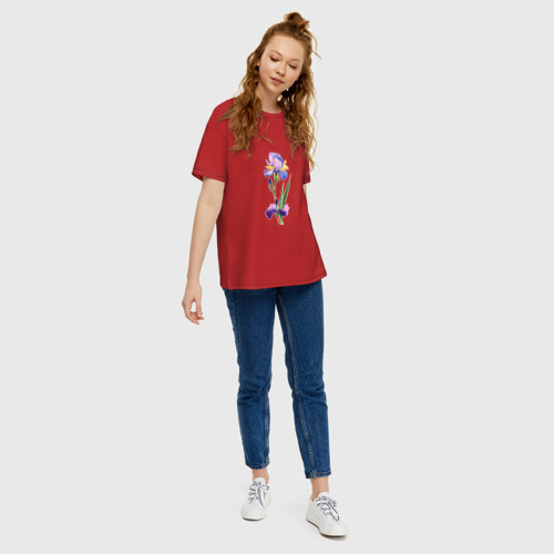 Женская футболка хлопок Oversize с принтом Ирис, вид сбоку #3