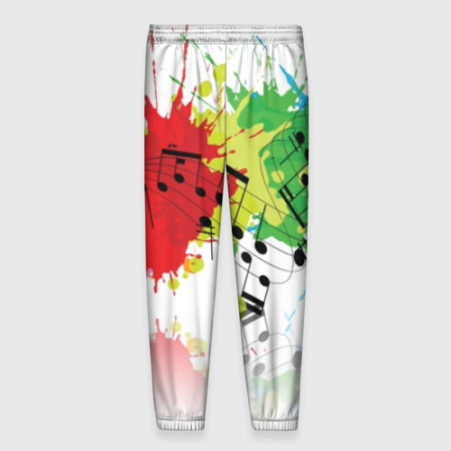 Мужские брюки 3D с принтом Ноты color, вид сзади #1