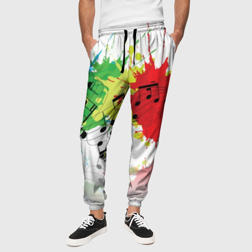 Мужские брюки 3D с принтом Ноты color, вид сбоку #3