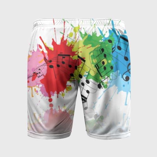Мужские шорты спортивные с принтом Ноты color, вид сзади #1