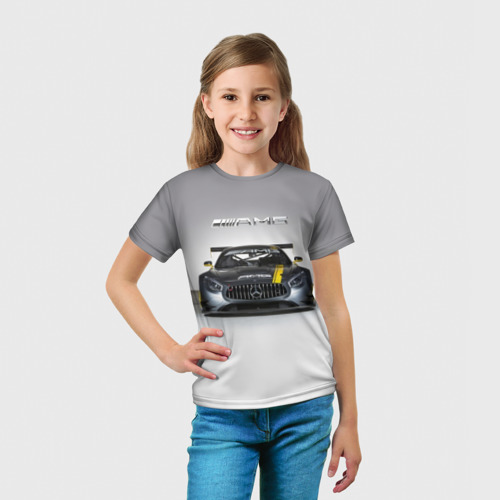 Детская 3D футболка с принтом AMG Motorsport, вид сбоку #3