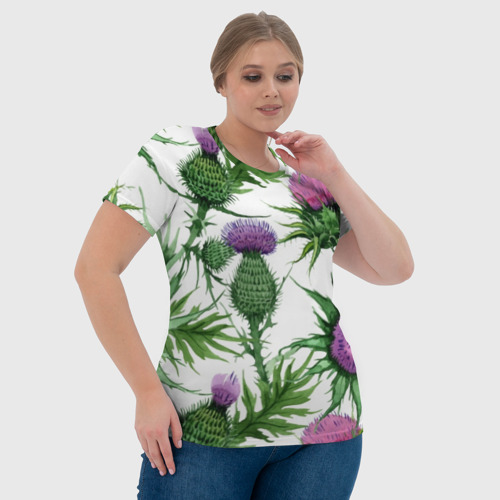 Женская футболка 3D с принтом Цветок репейника, фото #4
