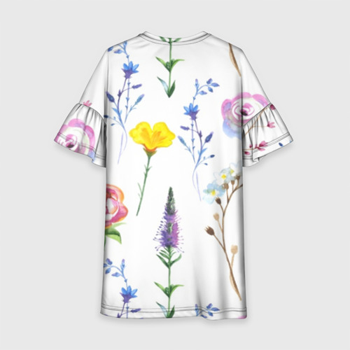 Детское платье 3D с принтом Полевые цветы, вид сзади #1