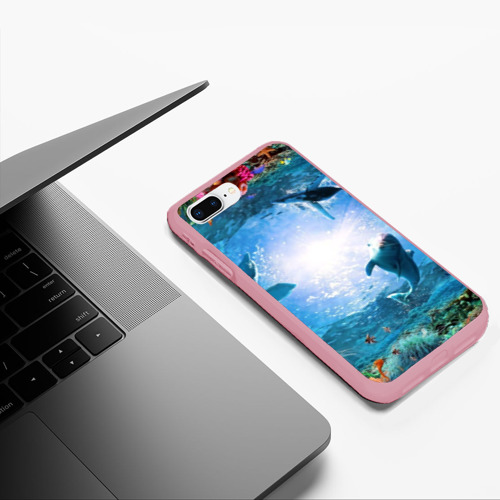Чехол для iPhone 7Plus/8 Plus матовый с принтом Дельфины, фото #5
