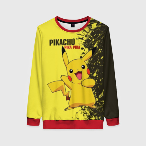 Женский свитшот 3D с принтом Pikachu Pika Pika, вид спереди #2