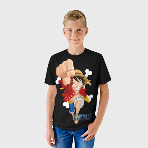 Детская футболка 3D с принтом удар One Piece, фото на моделе #1