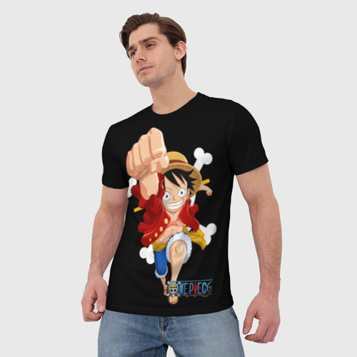 Мужская 3D футболка с принтом удар One Piece, вид сбоку #3