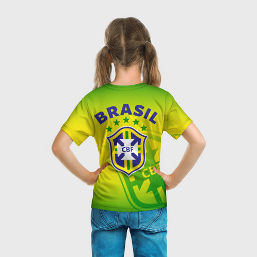 Детская футболка 3D с принтом Бразилия, вид сзади #2