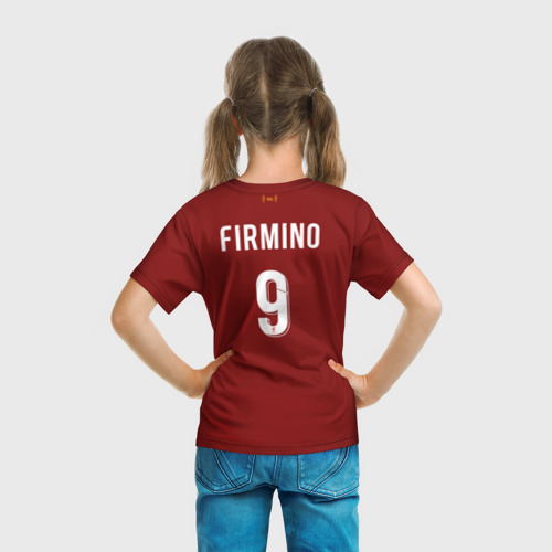 Детская футболка 3D с принтом Фирмино 19-20 home, вид сзади #2