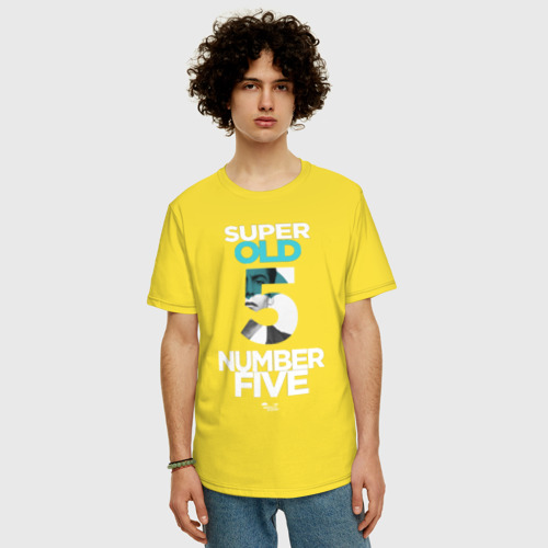 Мужская футболка хлопок Oversize с принтом Номер пять - Академия Амбрелла, фото на моделе #1