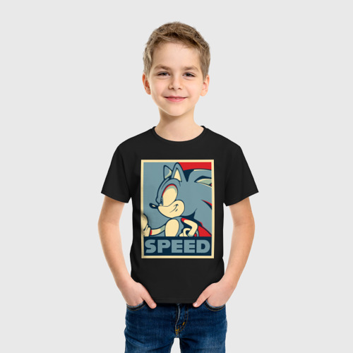 Детская футболка хлопок с принтом Соник, фото на моделе #1